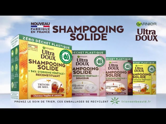 Pub nouveau shampooing solide Ultra Doux Garnier 2020