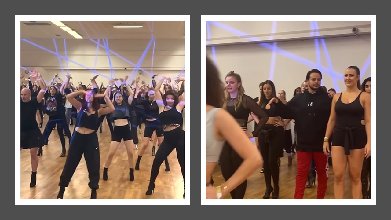 Le prof de danse de la Star Ac’ Yanis Marshall donne un cours de danse en talons à 180 personnes.